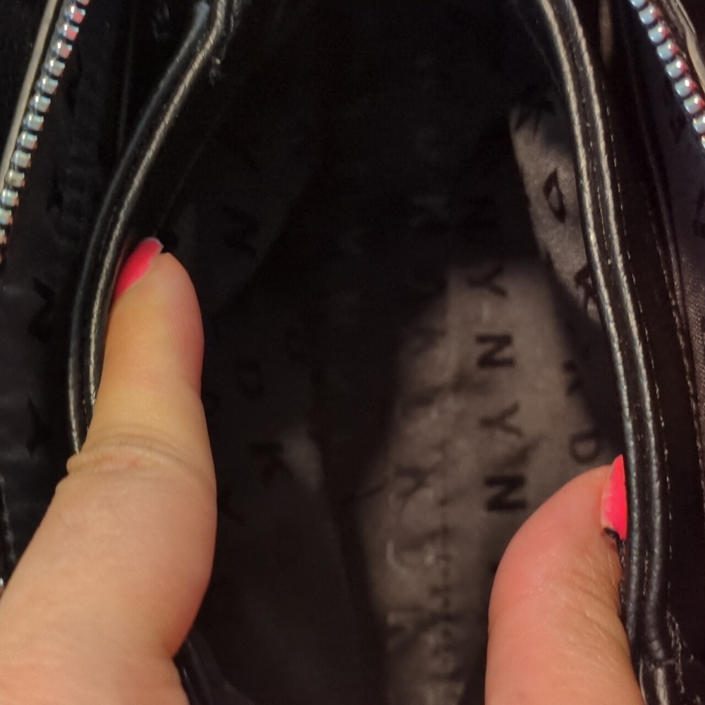 DKNY Paige small satchel crossbody handbag with a graffiti print. - Picture 6 of 7